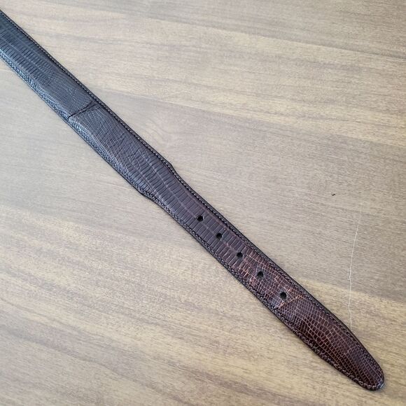 Vintage BRIGHTON Womens Brown Leather Reptile Embossed Belt 34". 38" long. 33.5" - Picture 4 of 12